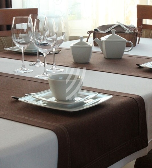 Nakładka 40x140 Len Elegance Brąz MT,  PODWÓJNY SZEW
