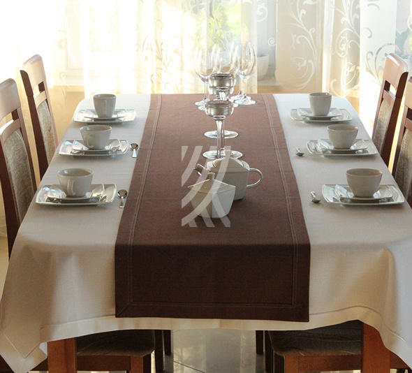 Nakładka 40x220 Len Elegance Brąz MT,  PODWÓJNY SZEW