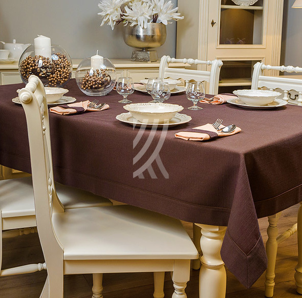 Obrus Len Brąz Elegance MT 6/1 Wypustka  Brąz