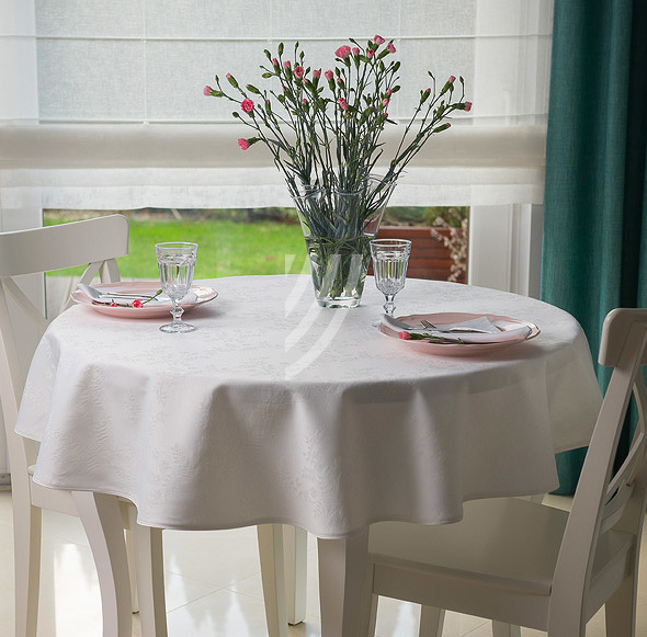 Obrus Linen Floral Biały Wypustka 