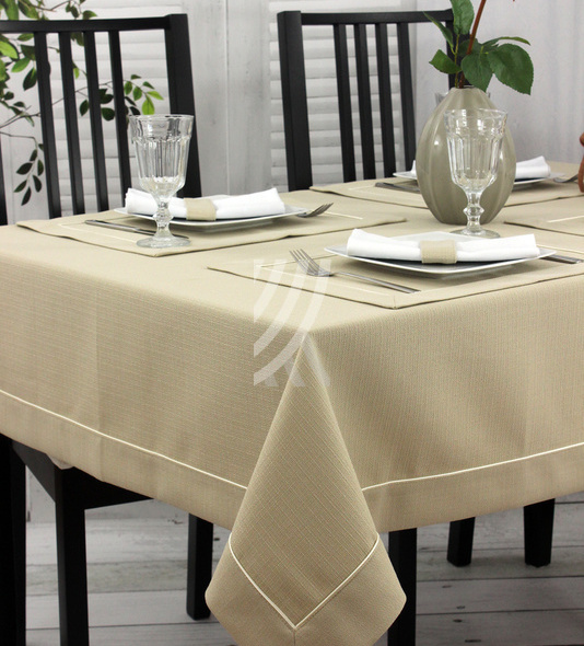 Obrus Len Natura Elegance MT 6/1 Wypustka Krem