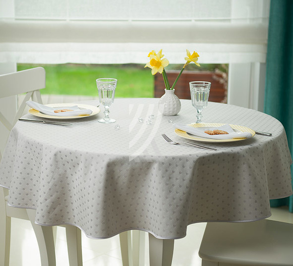 Obrus Linen Kropki II Popiel Lamówka 