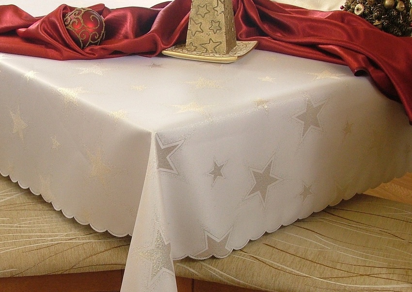 W_ Obrus 140x240 Świąteczny Gwiazda Złota