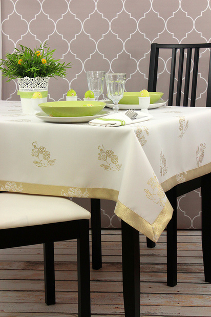 Obrus Świąteczny Mankiet Złote Zajączki