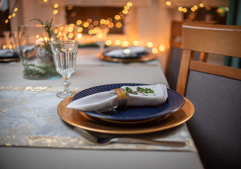 Nakładka Świąteczna Mankiet 40x140 Zimowa Aura Szaro-Złota I