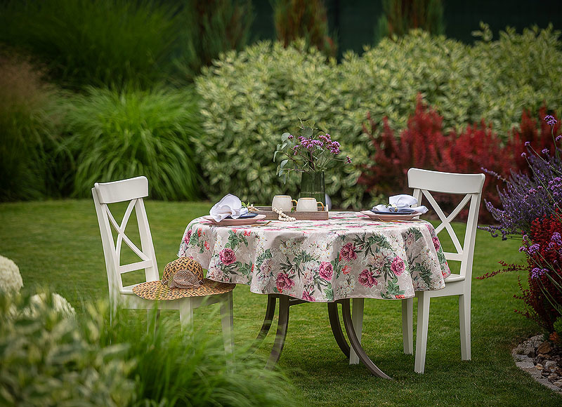 Obrus Florentina Różowy Wypustka Beż