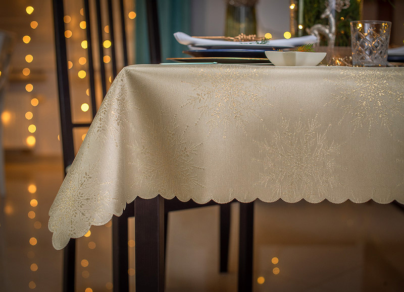 W_Obrus 80x80 Świąteczny WP Polar Star BEŻ/ZŁOTO