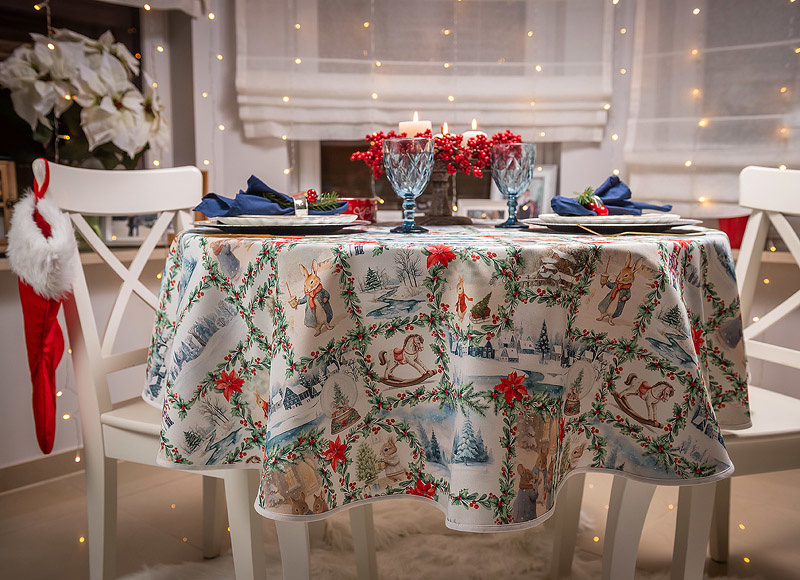 Obrus Świąteczny Christmas Story Lamówka