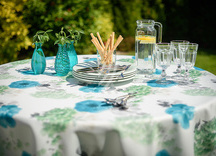 Obrus Flowers W56 Wypustka Niebieska