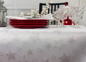 Obrus Świąteczny Mankiet Decor Star Srebro