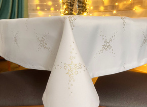 Obrus Świąteczny Gwiazdki Złote Podszyty