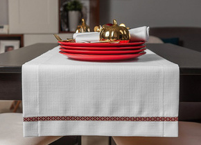 Nakładka 40x140 Len Elegance Biały Tasiemka 