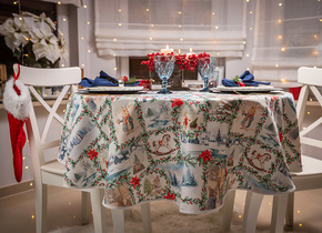 W_Obrus koło 150-155 Świąteczny Christmas Story Lamówka