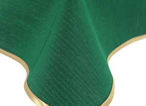 W_Obrus 115x260 owal Len Ciemny Zielony LAM Złota 