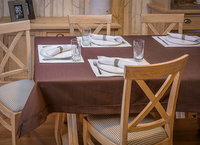 W_Obrus 140x180 Len Brąz Elegance MT 6/1 Sznurek  Brąz