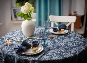 Obrus Sekret Natury Denim Blue Lamówka