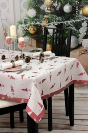 Obrus Świąteczny Mankiet Choinka Bordo