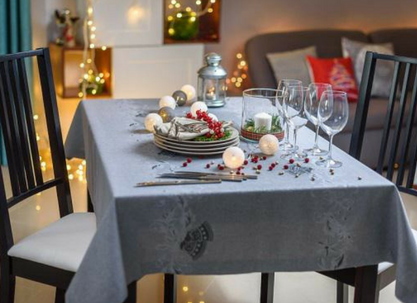 Obrus Świąteczny Mankiet Frozen Christmas Decor Srebrny