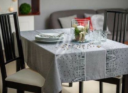 Obrus Świąteczny Mankiet Frozen Christmas Kamieniczki Srebrny