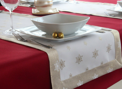 Nakładka Świąteczna Mankiet 40x140 Śnieżynka Złota