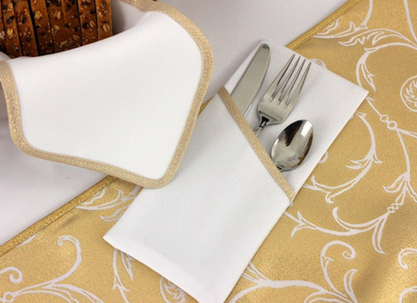 Wkład do koszyka Gładki Biały Lamówka Złota Brokatowa