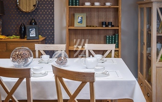 Obrus Len Biały Elegance Wypustka Popiel