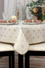 Obrus Świąteczny Śnieżynka Złota Lamówka