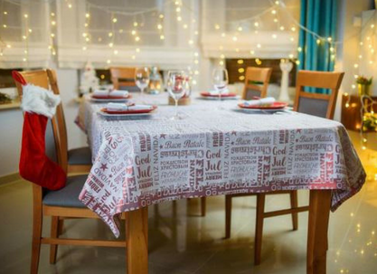 Obrus Świąteczny Mankiet Merry Christmas Bordo