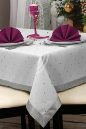 Obrus Świąteczny Mankiet Kropka Srebrna