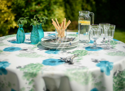 Obrus Flowers W56 Wypustka Niebieska