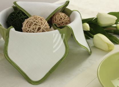 Wkład do koszyka Len Biały Lamówka Zielona