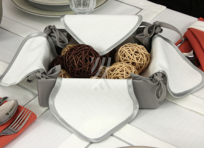 Wkład do koszyka Len Biały Lamówka Popiel