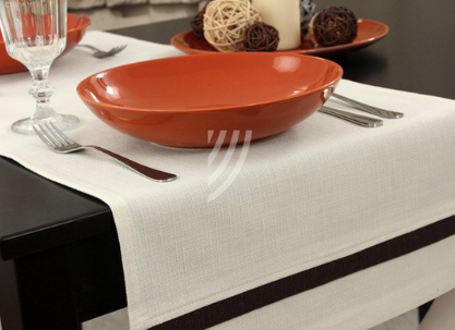 Nakładka 40x140 Len Elegance BiałyWstawka Brąz