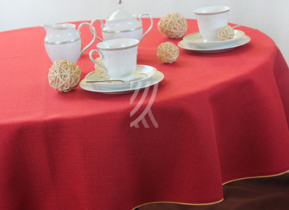 Obrus Len Czerwony Elegance Wypustka Złota