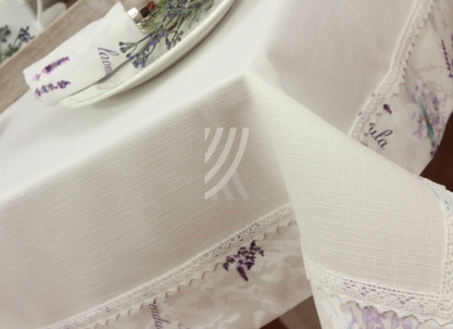 Obrus Len Lawenda W17 Koronka