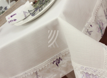 Obrus Len Lawenda W17 Koronka