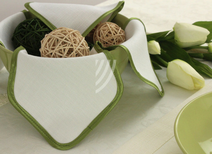 Wkład do koszyka Len Biały Lamówka Zielona