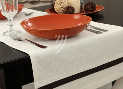Nakładka 40x140 Len Elegance Biały Wstawka Brąz