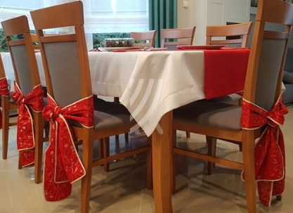 Szarfa na krzesło Frozen Red Berry Lamówka Brokat