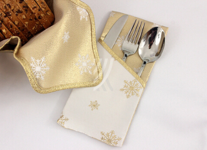 Kieszonka na sztućce Śnieżynka Złota Lamówka Złota Brokatowa
