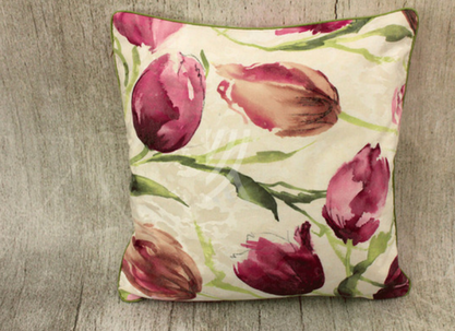 Poszewka 40x40 Tulipan Fiolet W06 Wypustka Zielona