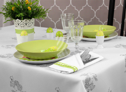 Obrus Świąteczny Mankiet Srebrne Zajączki