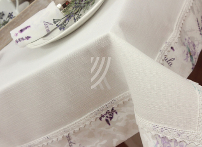 Obrus Len Lawenda W17 Koronka